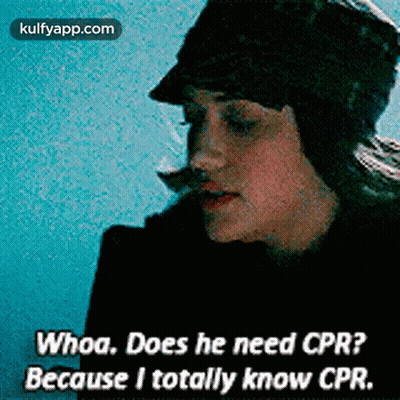 Woman In Black Hat Whoa Does He Need CPR GIF