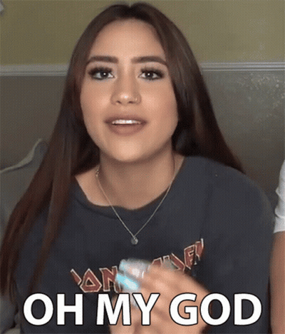 Woman In Black Iron Maiden Shirt Saying Oh My God GIF