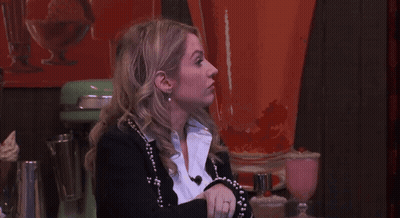 Woman In Black Jacket And White Shirt Looking Up GIF