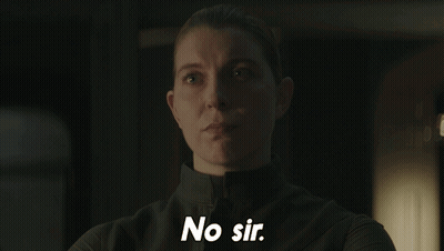 Woman In Black Jacket Saying No Sir GIF
