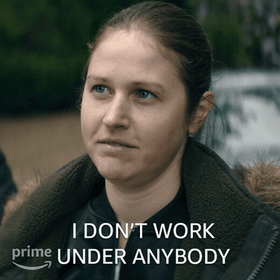 Woman In Black Jacket Says I Don't Work Under Anybody GIF