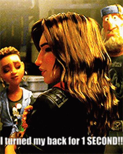 Woman In Black Jacket Says I Turned My Back For 1 Second GIF