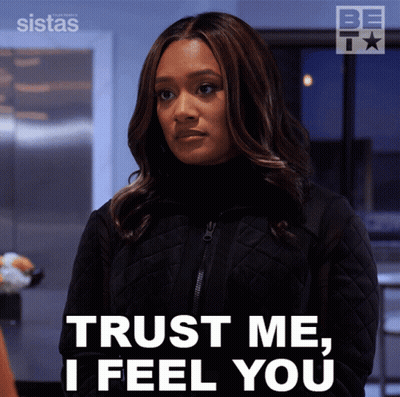 Woman In Black Jacket Says Trust Me I Feel You GIF