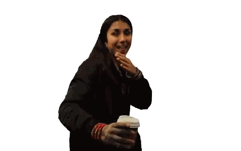 Woman In Black Jacket Smiling Holding White Object Sticker