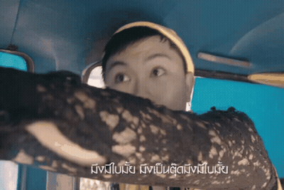 Woman In Black Lace Dress Looking Out Car Window With Foreign Caption GIF