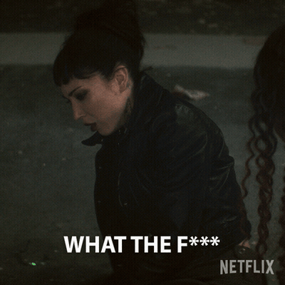 Woman In Black Leather Jacket Saying What The F Netflix GIF