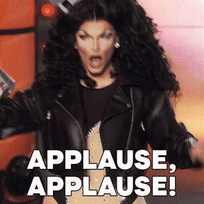 Woman In Black Leather Jacket Says Applause GIF