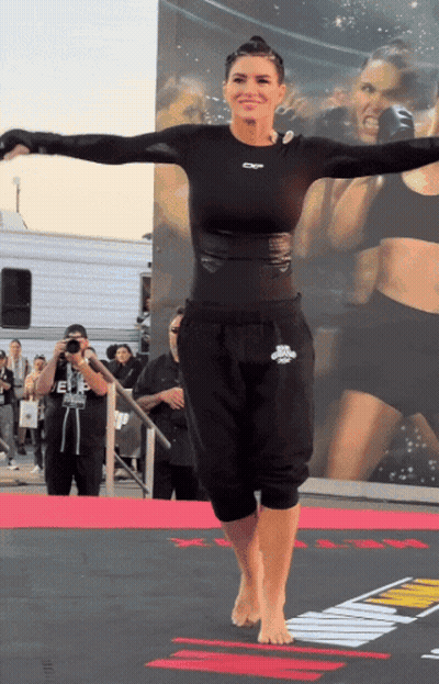 Woman In Black Outfit With CF GIF