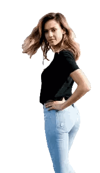 Woman In Black Shirt And Blue Jeans Sticker