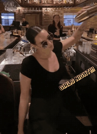 Woman In Black Shirt At Girls Night Bar GIF