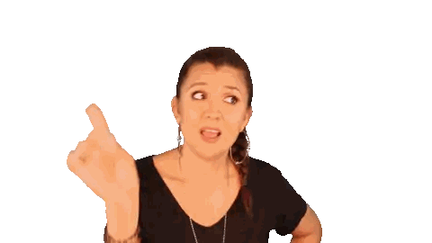 Woman In Black Shirt Pointing Up Sticker