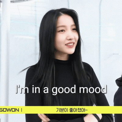Woman in Black Shirt Saying I'm in a Good Mood