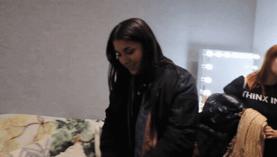 Woman In Black Shirt Saying Think GIF