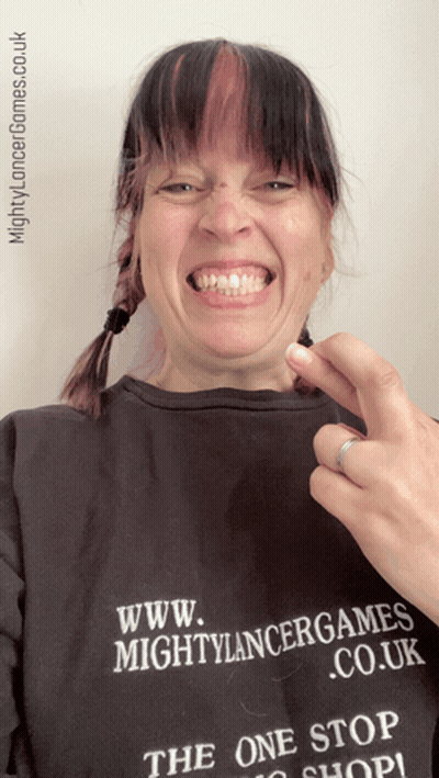Woman In Black Shirt Saying Www.mightylancergames.co.uk GIF