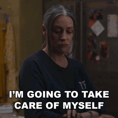 Woman In Black Shirt Says I'm Going To Take Care Of Myself GIF