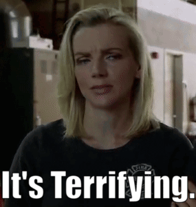 Woman In Black Shirt Says It's Terrifying GIF