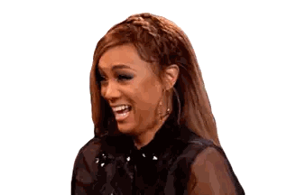 Woman In Black Shirt Smiling With Mouth Open Sticker