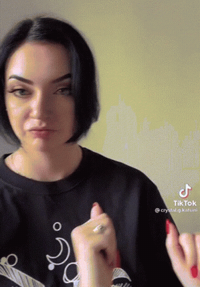Woman In Black Shirt With TikTok Sticker GIF