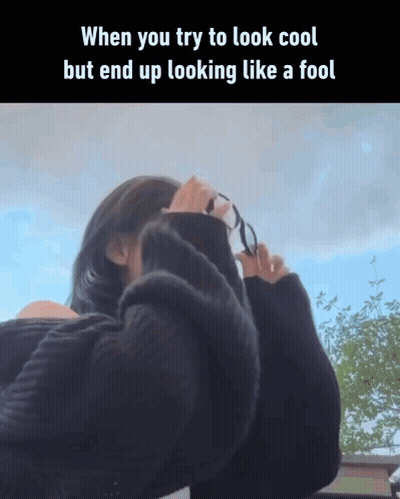 Woman In Black Sweater Covering Face With Glasses Saying When You Try To Look Cool GIF
