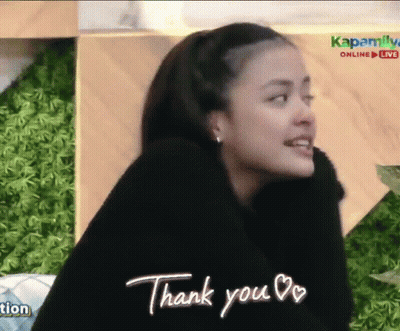 Woman In Black Sweater Giving Thank You Sign GIF