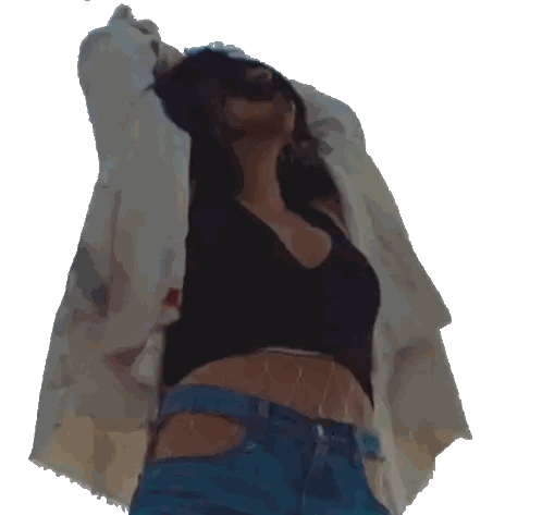 Woman In Black Tank Top And Blue Jeans Sticker