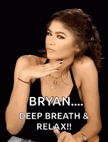 Woman In Black Tank Top Blowing Kiss Saying Bryan Deep Breath And Relax GIF
