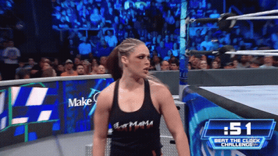 Woman In Black Tank Top In Wrestling Ring GIF