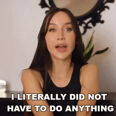 Woman In Black Tank Top Saying I Literally Did Not Have To Do Anything GIF