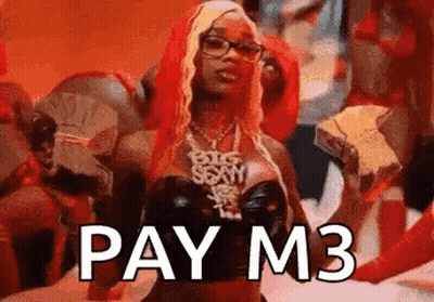 Woman In Black Top And Glasses Holding Money Saying Pay M3 GIF