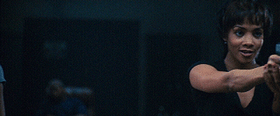 Woman In Black Top Holding Hands Up GIF
