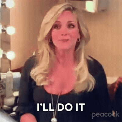 Woman In Black Top Says I'll Do It GIF