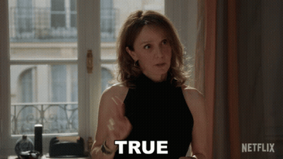 Woman In Black Top Says True In Front Of Window GIF