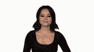 Woman In Black Top Smiling Dancing GIF
