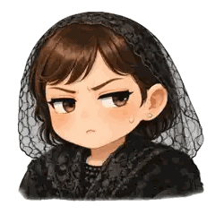 Woman In Black Veil Sticker