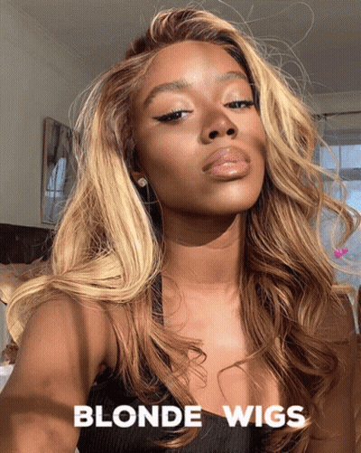 Woman In Blonde Wig Saying Blonde Wigs GIF