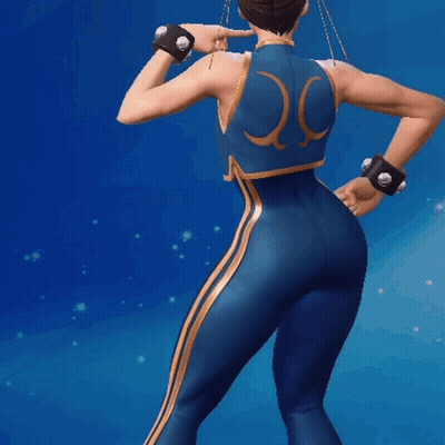 Woman In Blue And Gold Costume With Letter S GIF
