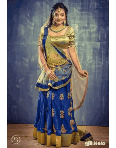 Woman In Blue And Gold Dress Sticker