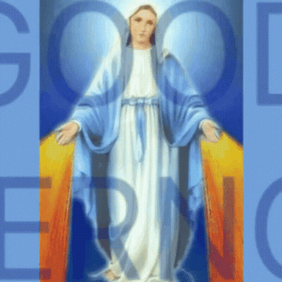Woman in Blue and White Robe Saying God