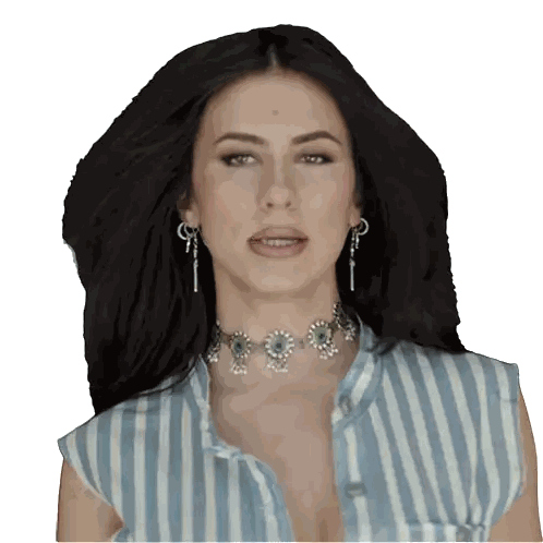 Woman In Blue And White Striped Shirt Sticker