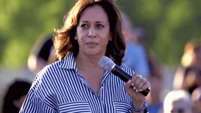 Woman In Blue And White Striped Shirt Holding Microphone GIF