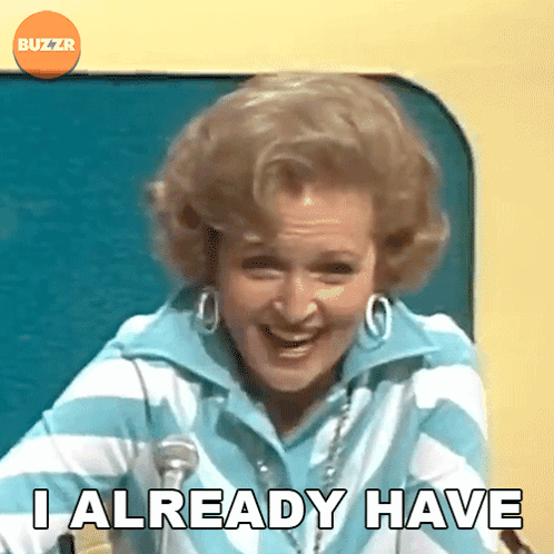 Woman In Blue And White Striped Shirt Smiling Saying I Already Have GIF