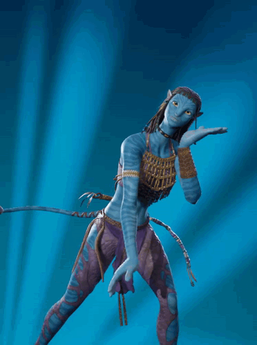Woman In Blue Avatar Costume Dancing GIF