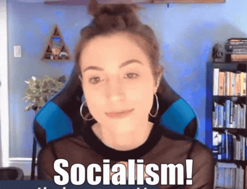 Woman In Blue Chair Socialism GIF
