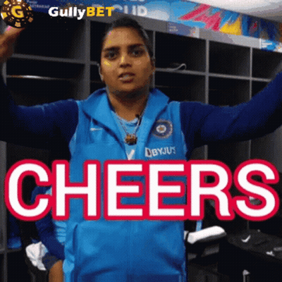 Woman In Blue Cheers Jacket GIF