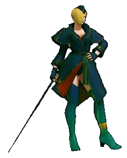 Woman In Blue Coat Holding Sword Sticker