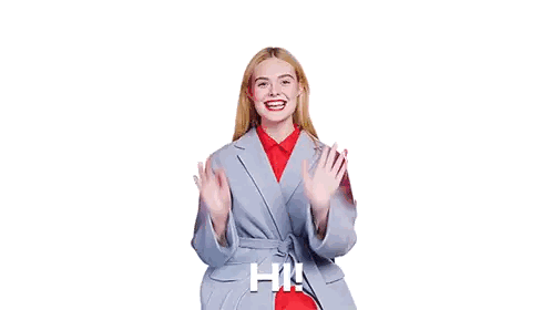 Woman In Blue Coat Waving Hi Sticker