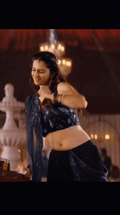 Woman In Blue Crop Top Dancing GIF