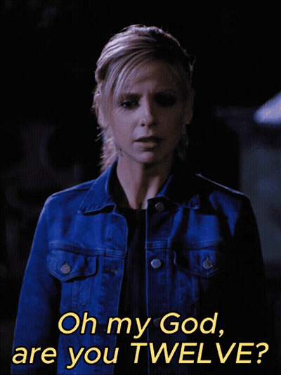 Woman In Blue Denim Jacket Asking Oh My God Are You Twelve GIF