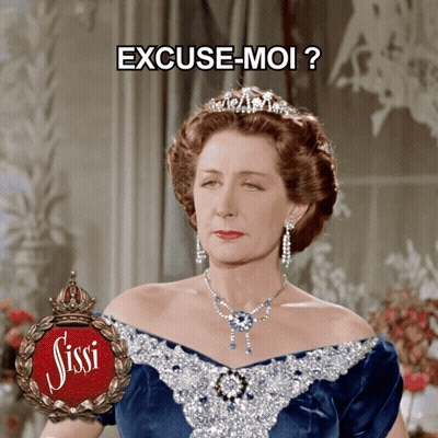 Woman In Blue Dress And Tiara Saying Excuse-Moi GIF