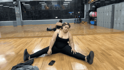 Woman In Blue Dress By Dammit Sign GIF
